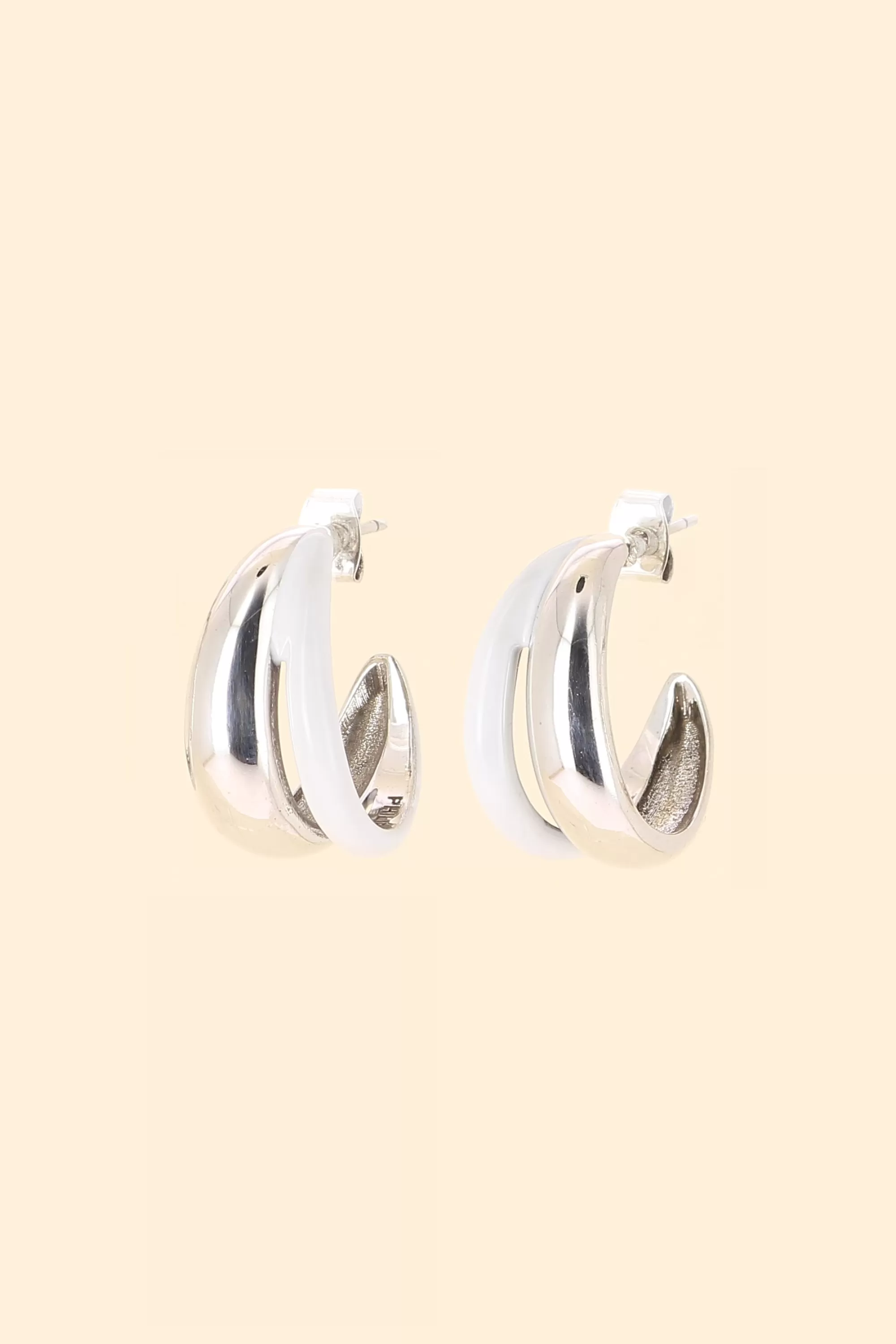 Philippe Audibert Boucles D'Oreilles Kyler Émail Argente-Blanc Best Sale